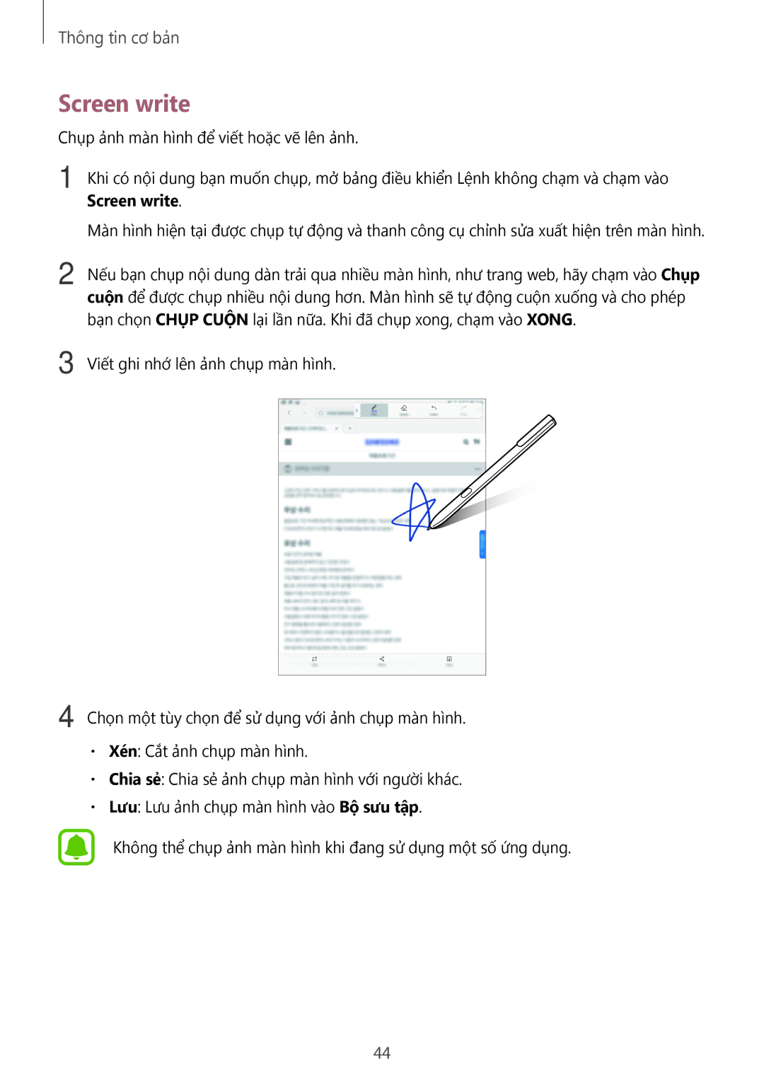 Samsung SM-T825YZSAXXV manual Screen write 