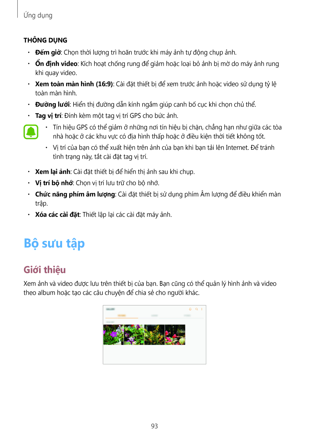Samsung SM-T825YZSAXXV manual Bộ sưu tập, Thông Dụng 