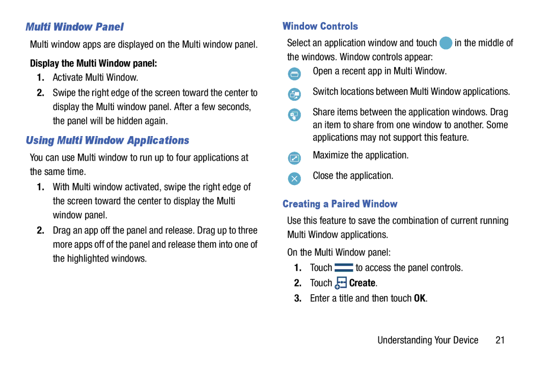 Samsung SM-T9000ZWAXAR user manual Multi Window Panel, Using Multi Window Applications, Display the Multi Window panel 