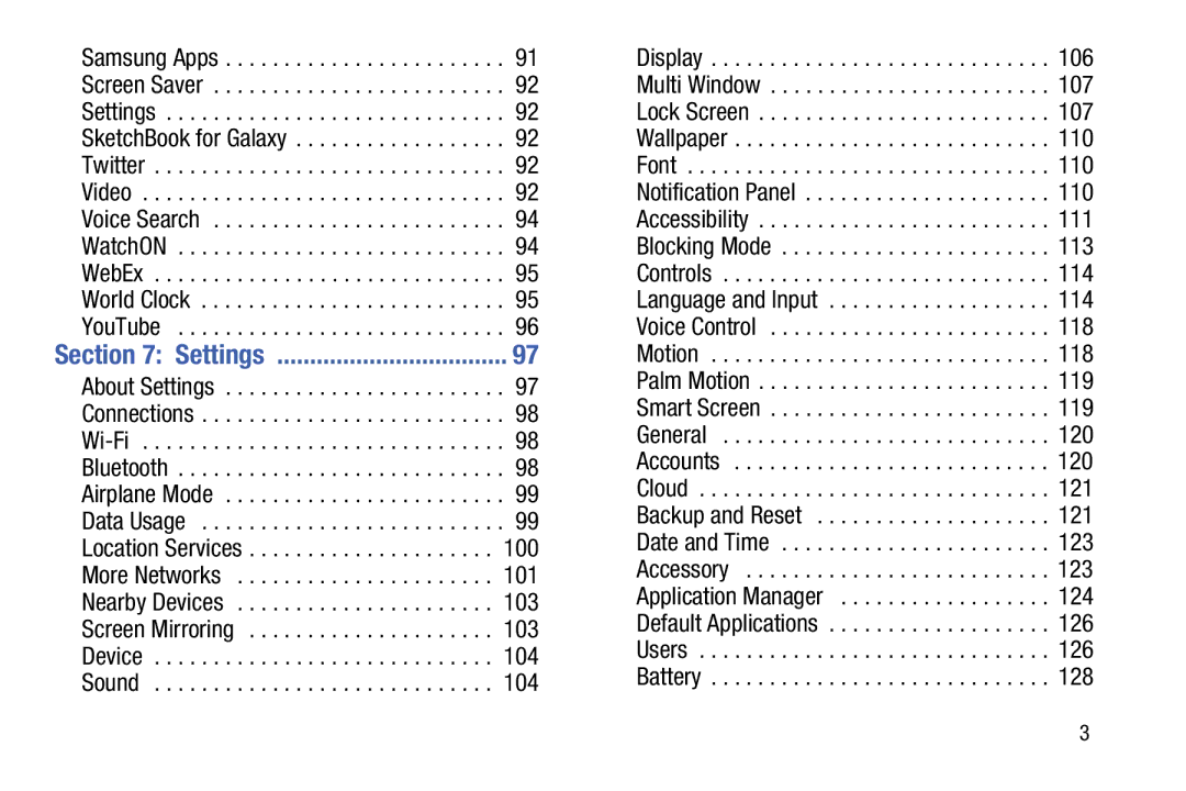 Samsung SM-T9000ZWAXAR user manual Settings 