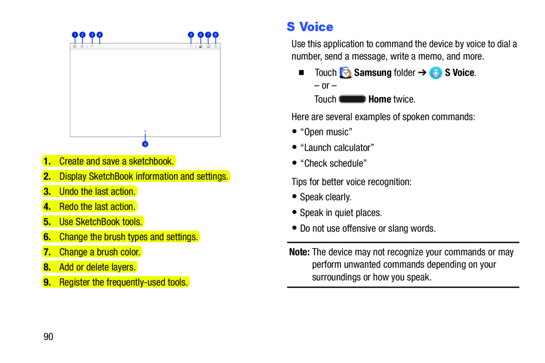 Samsung SM-T9000ZWAXAR user manual  Touch Samsung folder S Voice 