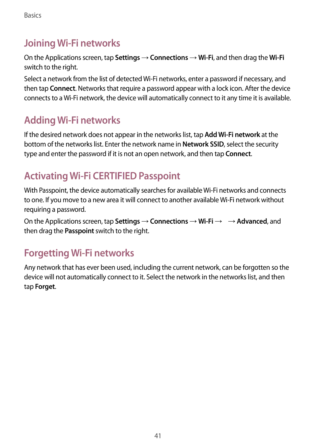 Samsung SM-T9000ZWAILO, SM-T9000ZKAILO Joining Wi-Fi networks, Adding Wi-Fi networks, Activating Wi-Fi Certified Passpoint 