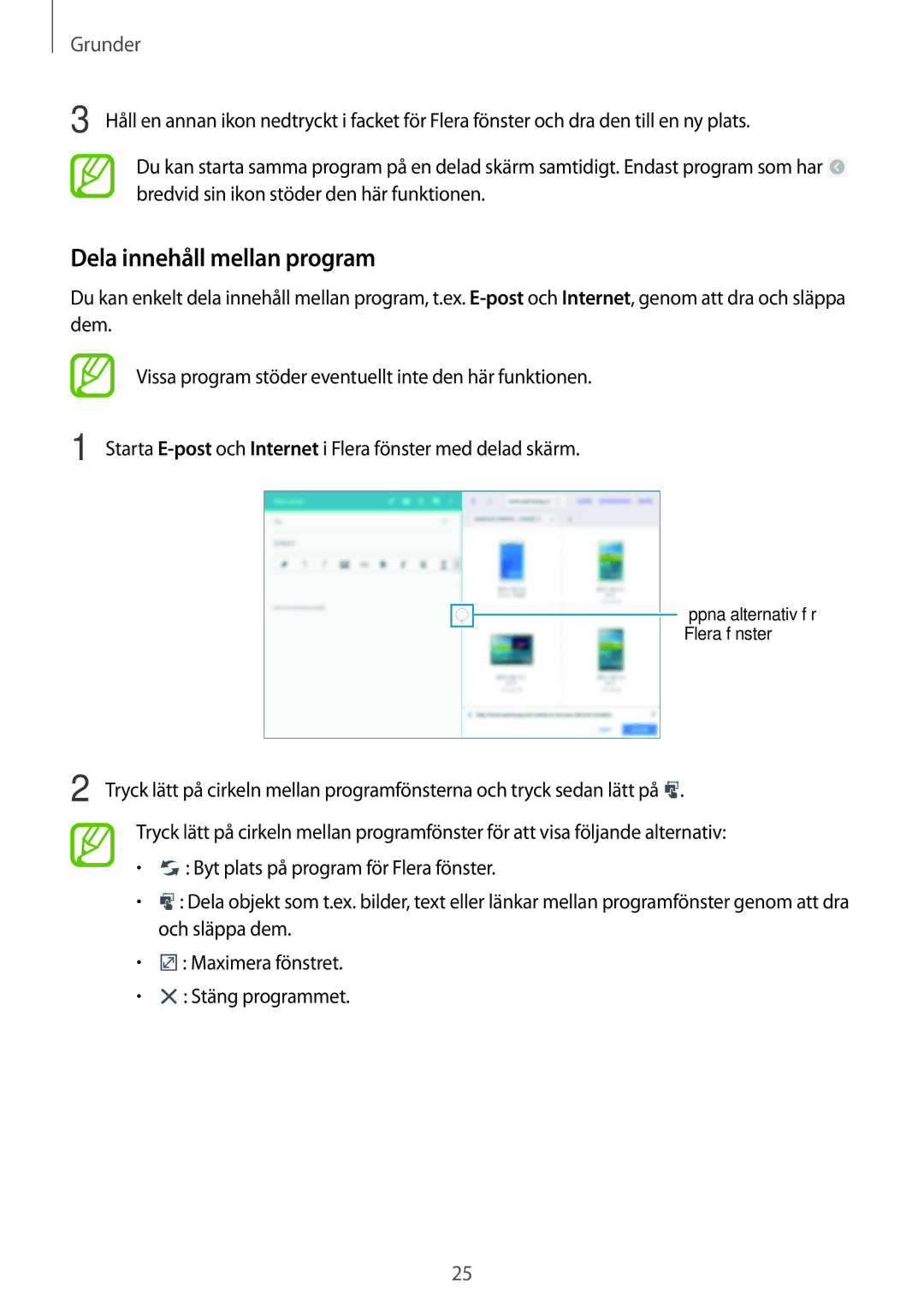 Samsung SM-T9000ZWANEE, SM-T9000ZKANEE manual Dela innehåll mellan program 