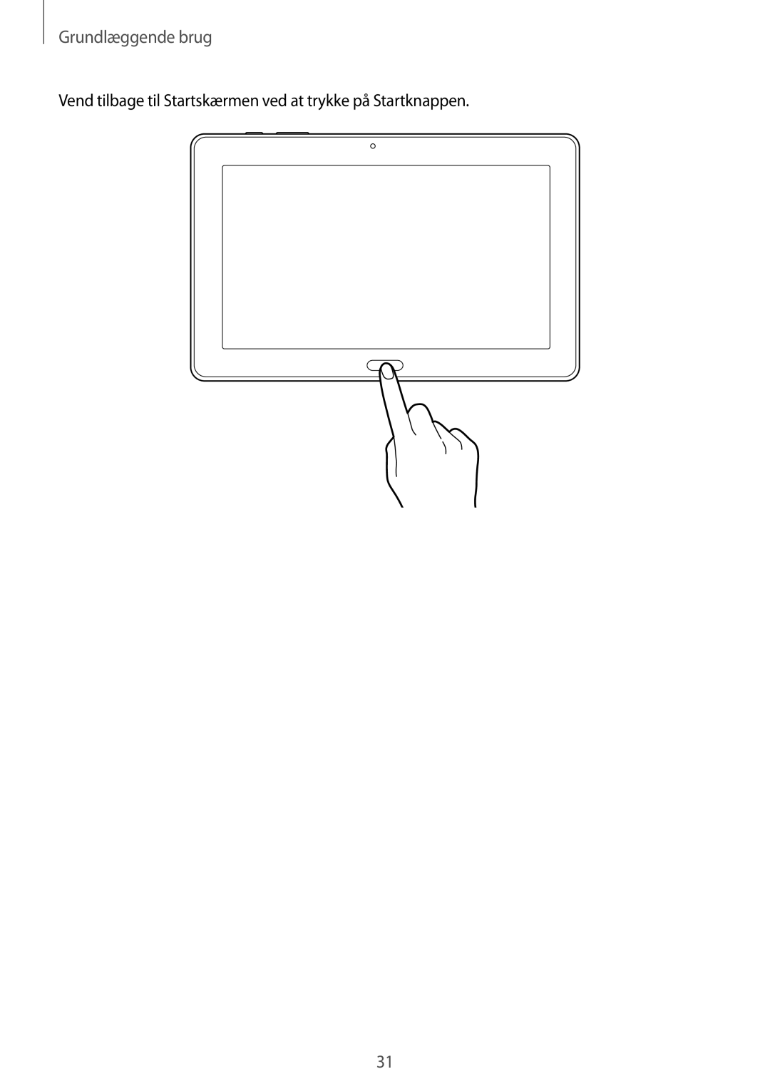 Samsung SM-T9000ZWANEE, SM-T9000ZKANEE manual Vend tilbage til Startskærmen ved at trykke på Startknappen 
