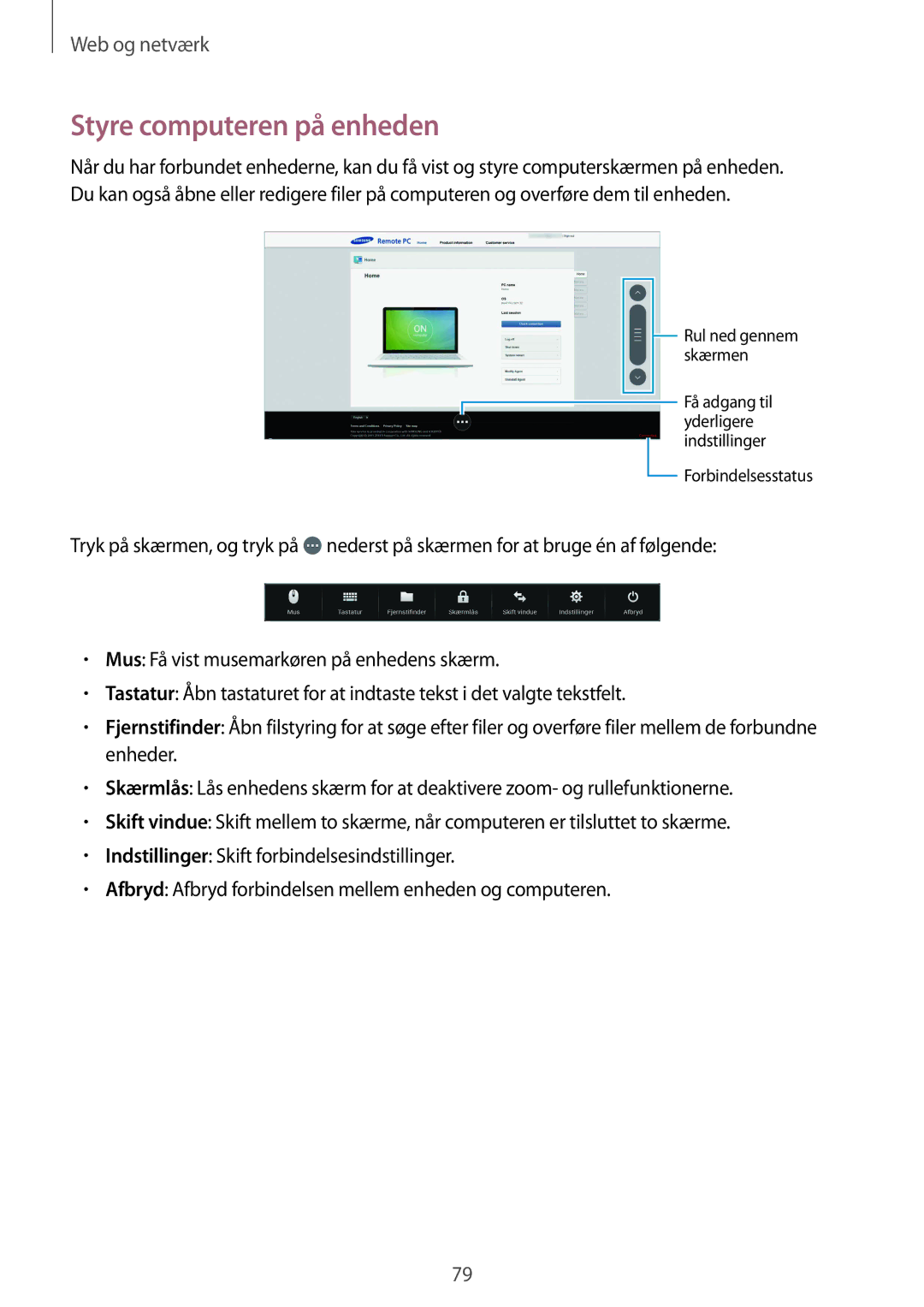 Samsung SM-T9000ZWANEE, SM-T9000ZKANEE manual Styre computeren på enheden 