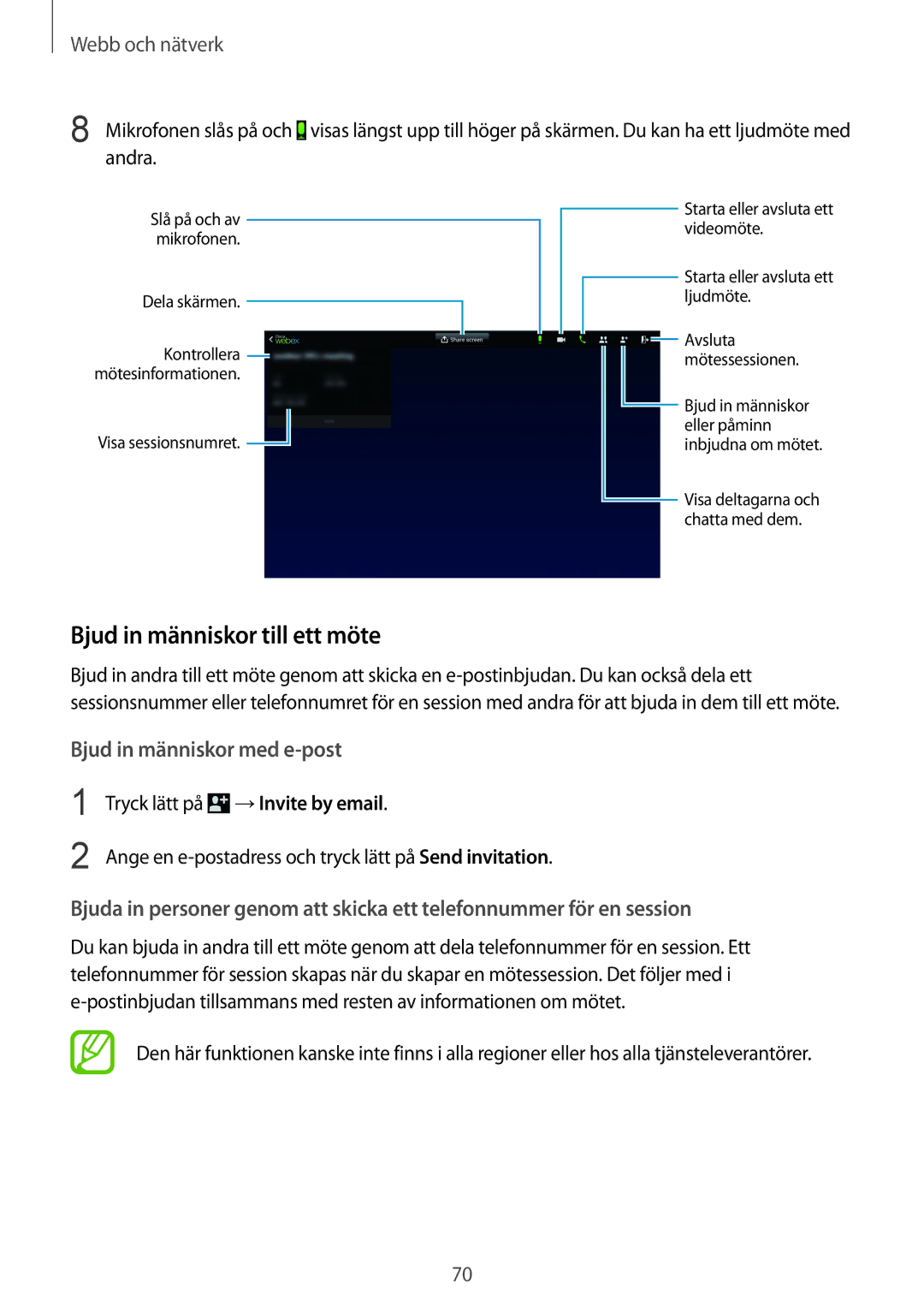 Samsung SM-T9000ZKANEE, SM-T9000ZWANEE manual Bjud in människor till ett möte 