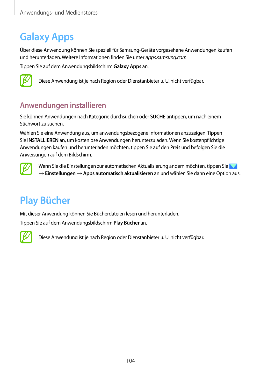 Samsung SM-T9000ZKAXEF, SM-T9000ZWADBT, SM-T9000ZKADBT manual Galaxy Apps, Play Bücher 