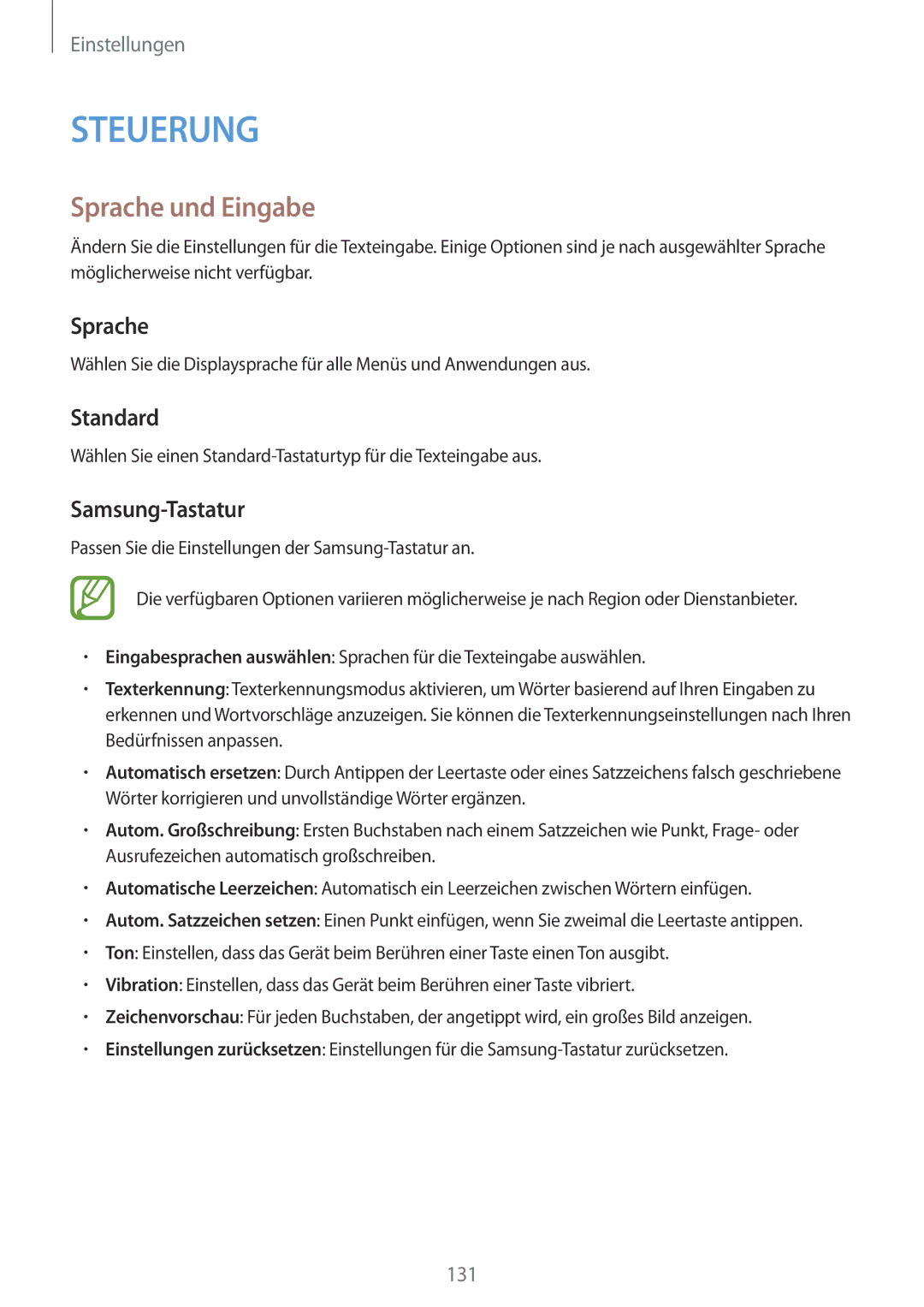 Samsung SM-T9000ZKAXEF, SM-T9000ZWADBT, SM-T9000ZKADBT manual Sprache und Eingabe, Standard, Samsung-Tastatur 