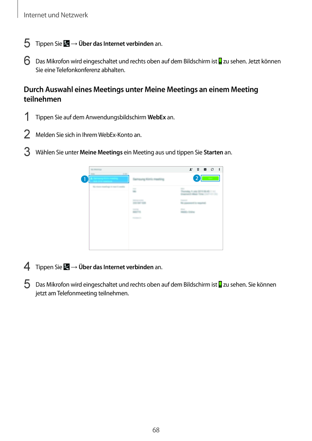 Samsung SM-T9000ZKAXEF, SM-T9000ZWADBT, SM-T9000ZKADBT manual Sie eine Telefonkonferenz abhalten 