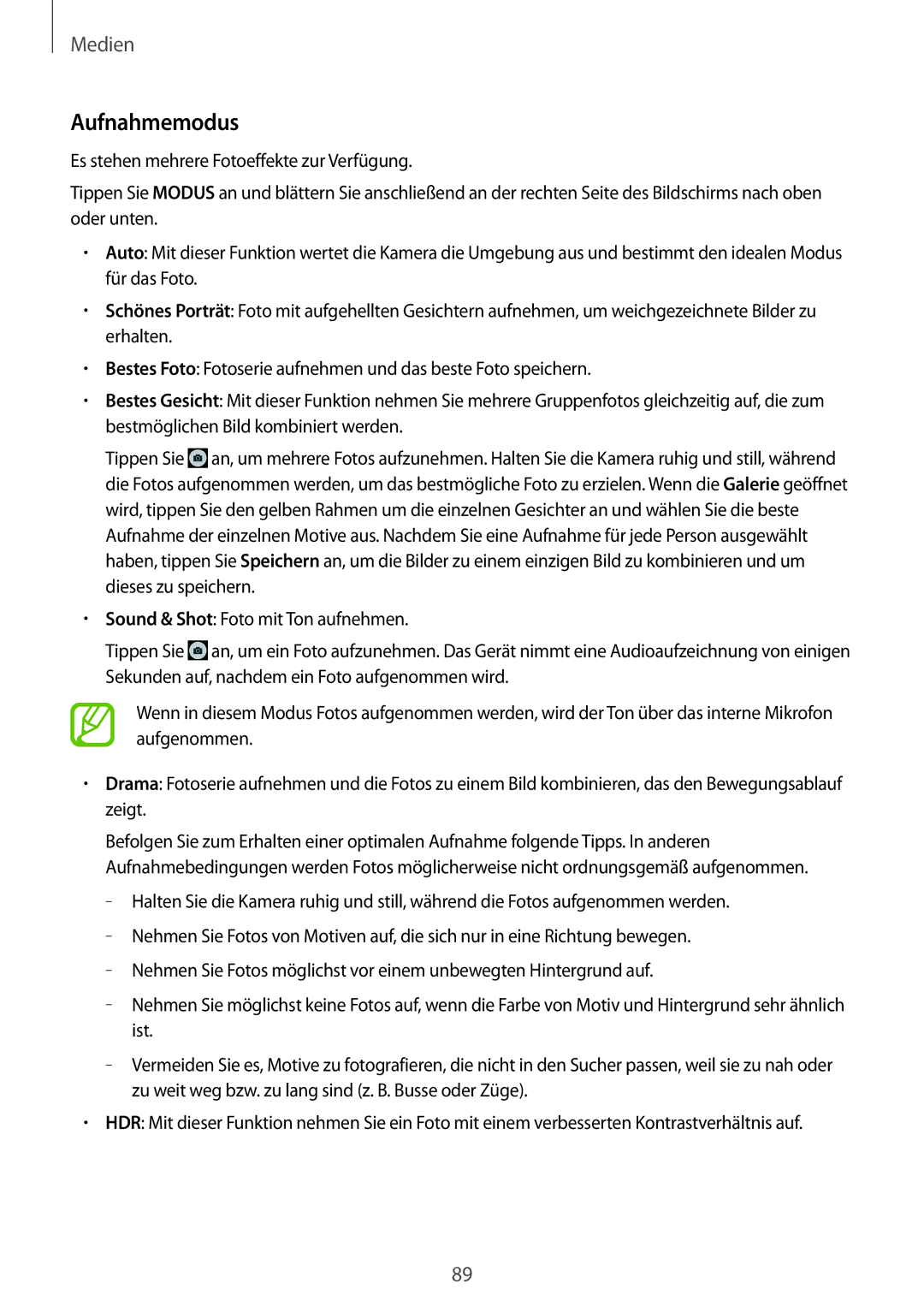 Samsung SM-T9000ZKAXEF, SM-T9000ZWADBT, SM-T9000ZKADBT manual Aufnahmemodus 