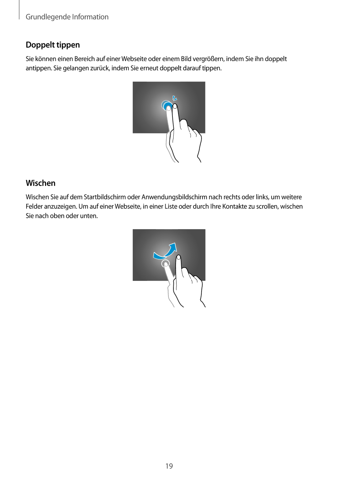 Samsung SM-T9000ZKADBT, SM-T9000ZWADBT, SM-T9000ZKAXEF manual Doppelt tippen, Wischen 