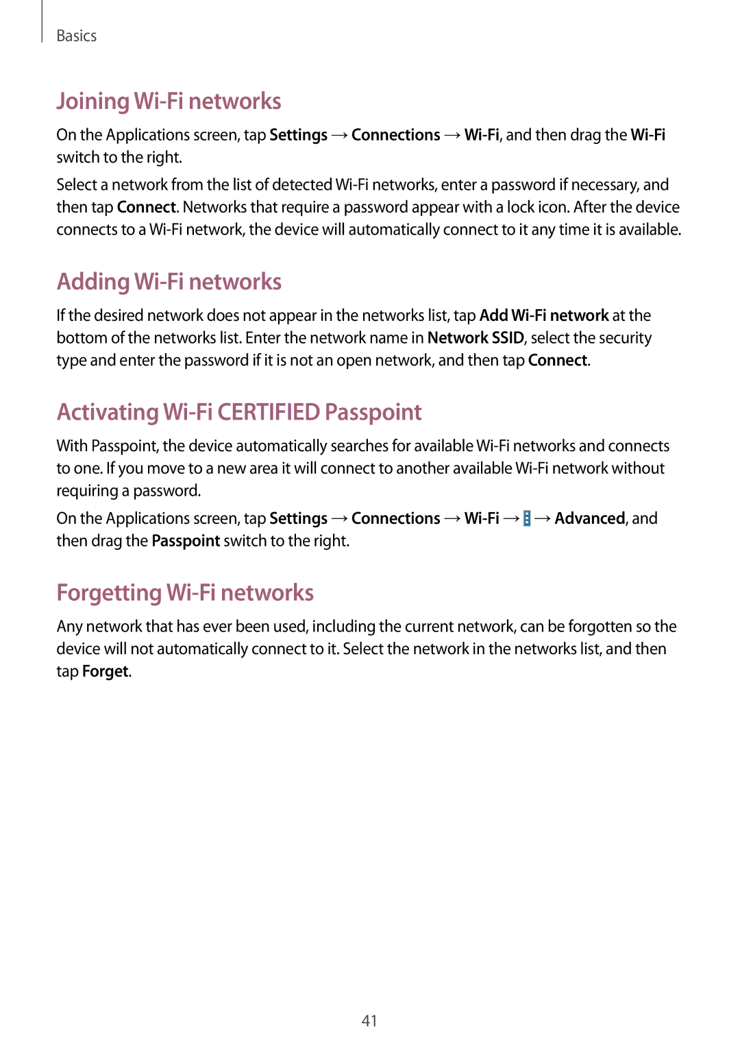 Samsung SM-T9000ZWANEE, SM-T9000ZWADBT Joining Wi-Fi networks, Adding Wi-Fi networks, Activating Wi-Fi Certified Passpoint 