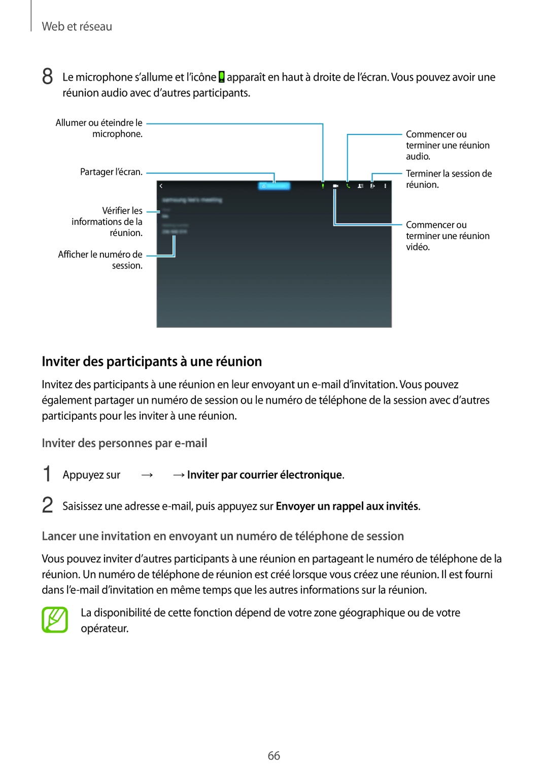 Samsung SM-T9000ZWAXEF, SM-T9000ZKAXEF manual Inviter des participants à une réunion, Inviter des personnes par e-mail 