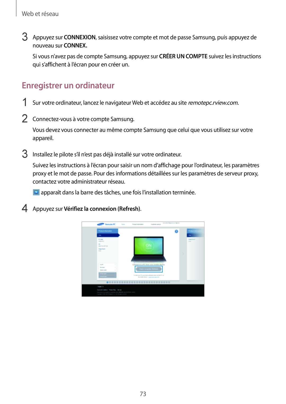 Samsung SM-T9000ZKAXEF, SM-T9000ZWAXEF manual Enregistrer un ordinateur 