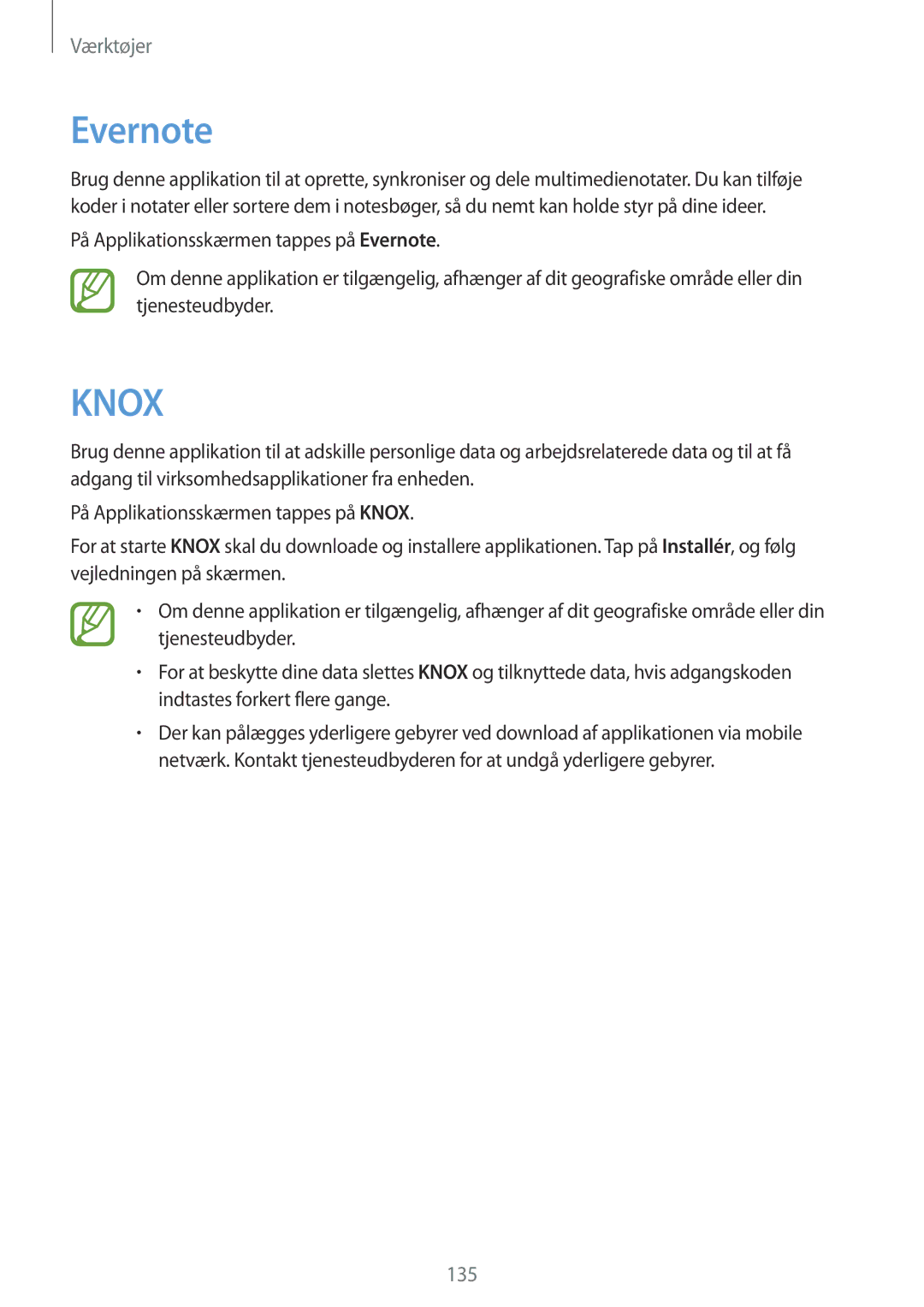 Samsung SM-T9050ZWANEE, SM-T9050ZKANEE manual Evernote, Knox 