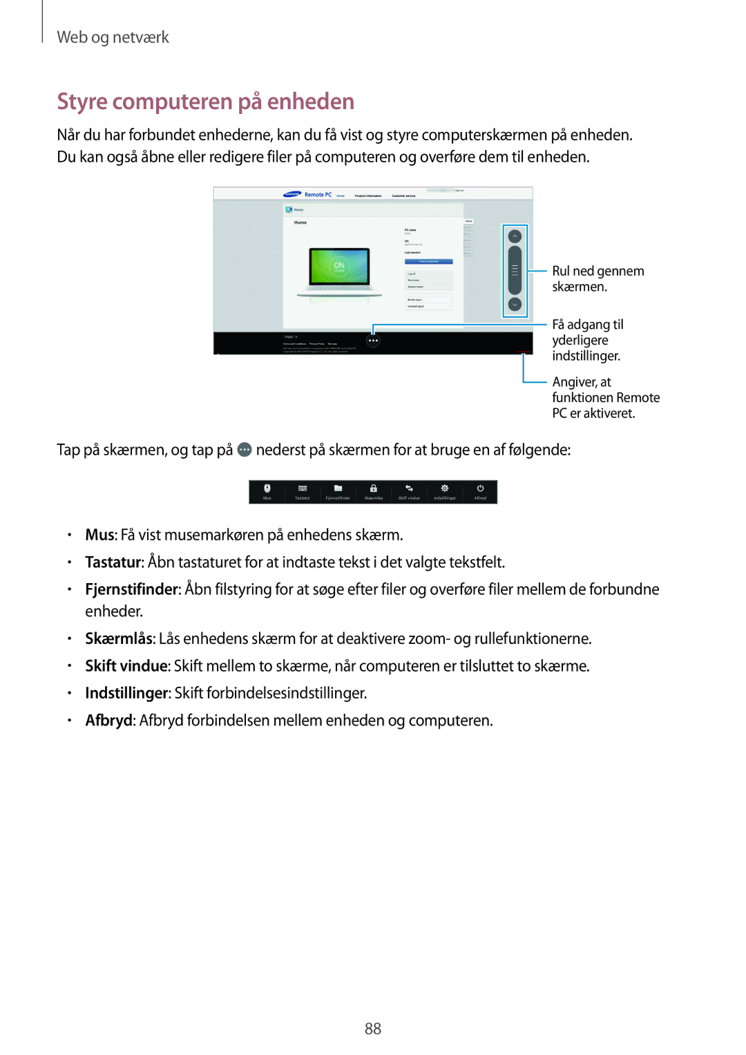 Samsung SM-T9050ZKANEE, SM-T9050ZWANEE manual Styre computeren på enheden 