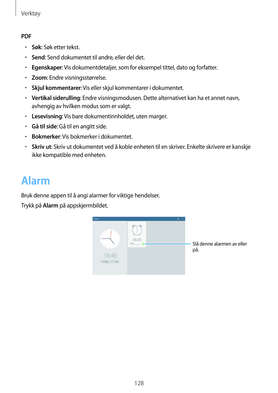 Samsung SM-T9050ZKANEE, SM-T9050ZWANEE manual Alarm 