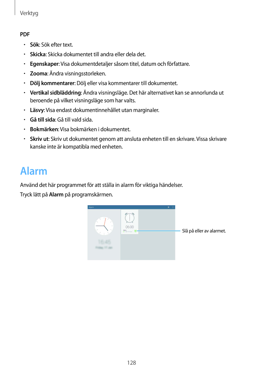 Samsung SM-T9050ZKANEE, SM-T9050ZWANEE manual Alarm 