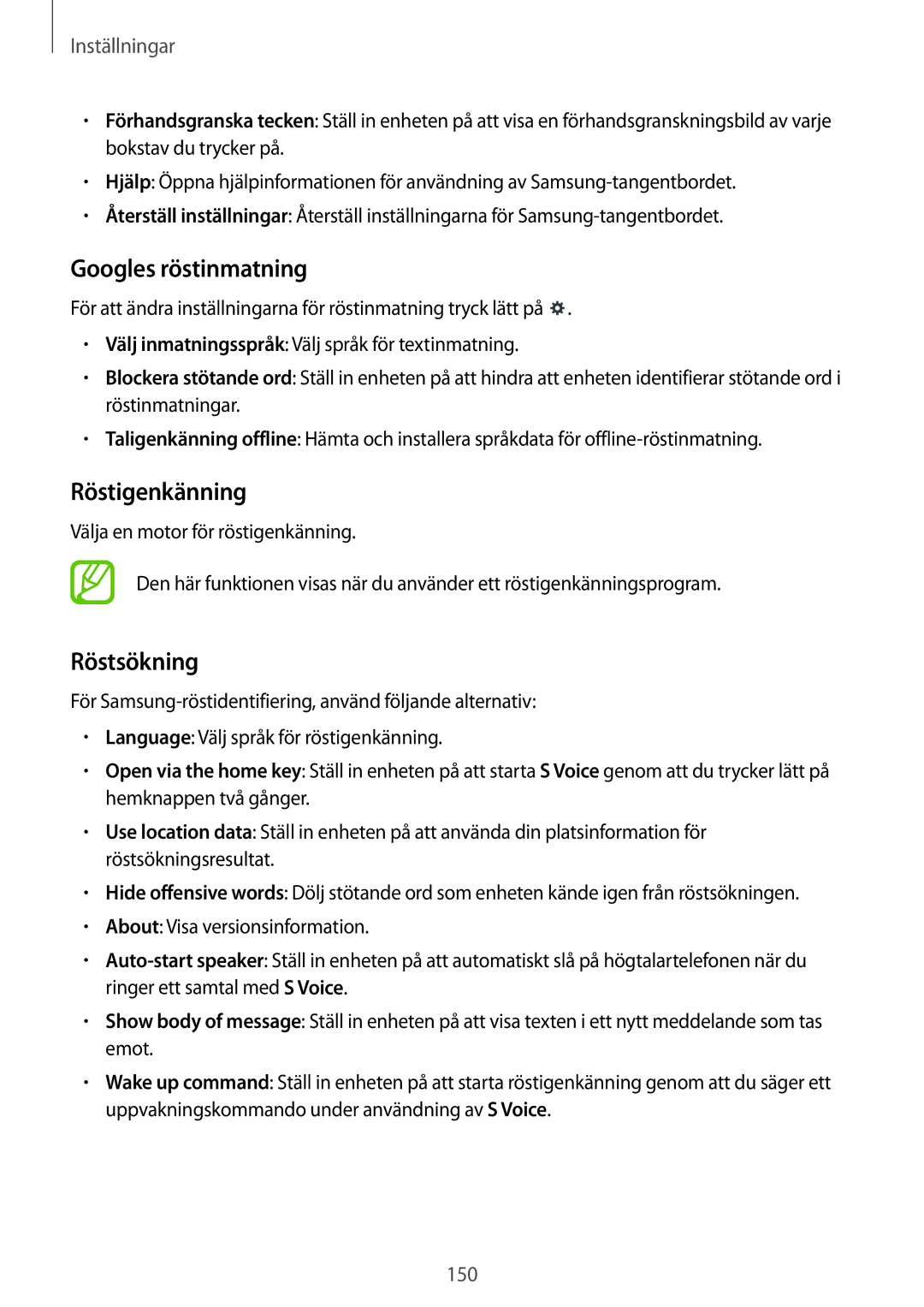 Samsung SM-T9050ZKANEE, SM-T9050ZWANEE manual Googles röstinmatning, Röstigenkänning, Röstsökning 