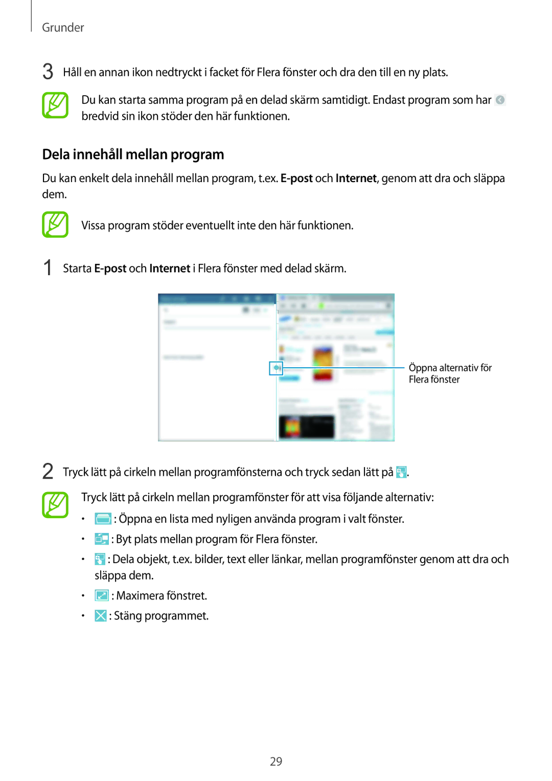 Samsung SM-T9050ZWANEE, SM-T9050ZKANEE manual Dela innehåll mellan program 