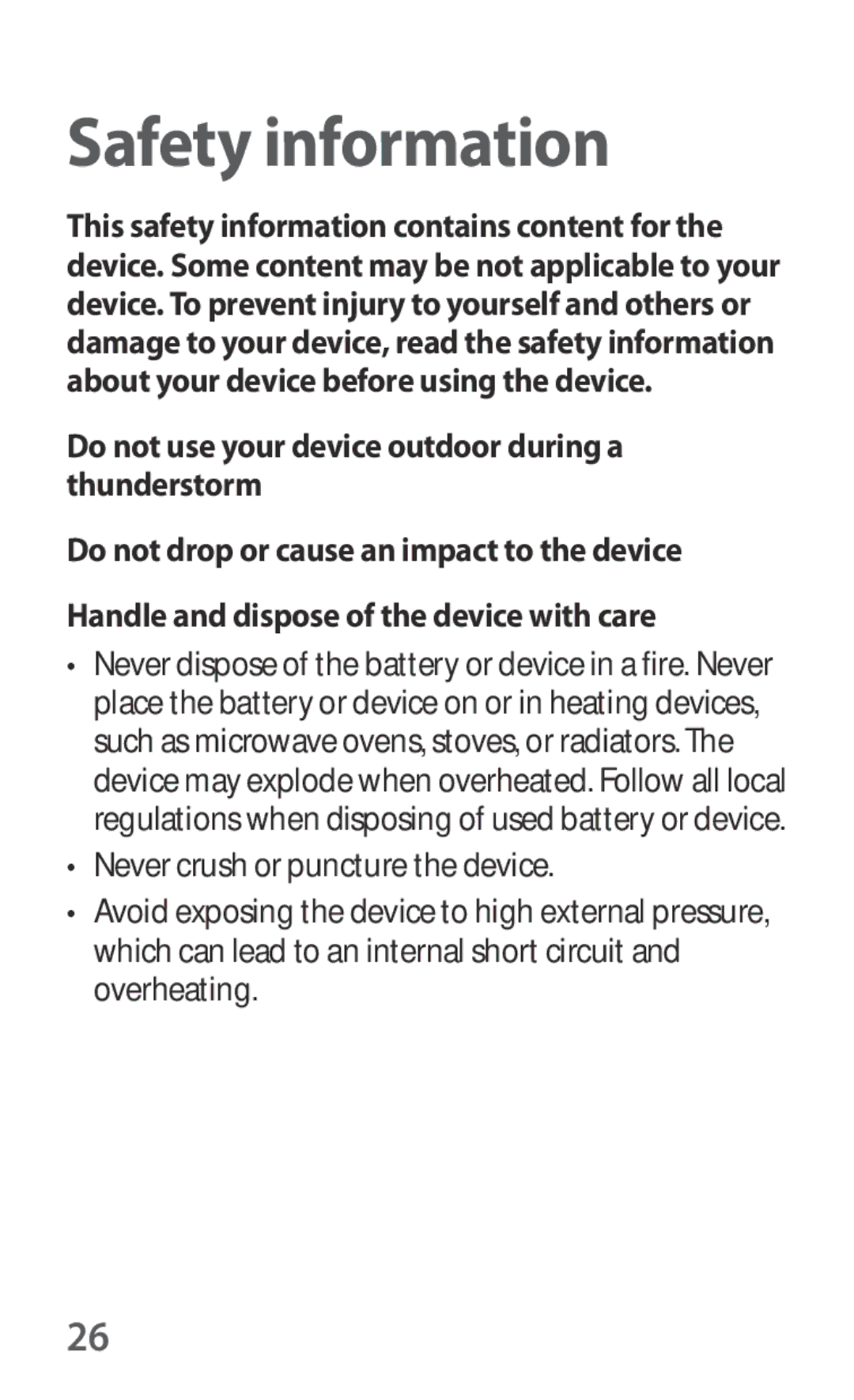 Samsung SM-V101FDWAATO, SM-V101FDWADBT, SM-V101FDWAKSA, SM-V101FDWAPAK, SM-V101FDWAXSG, SM-V101FDWAVDC manual Safety information 