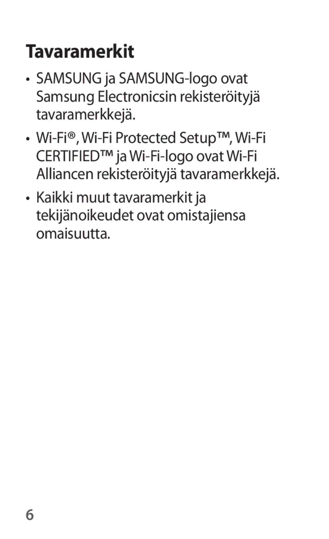 Samsung SM-V101FDWANEE manual Tavaramerkit 