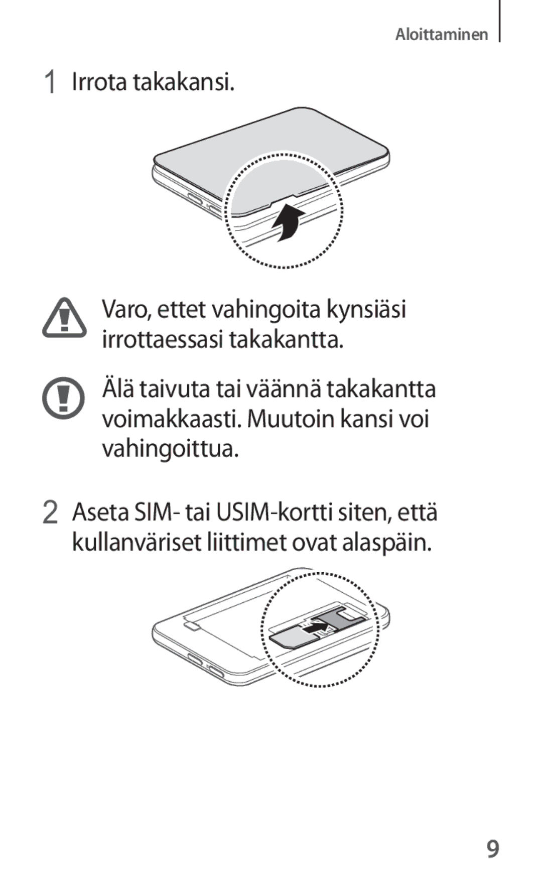 Samsung SM-V101FDWANEE manual Irrota takakansi 