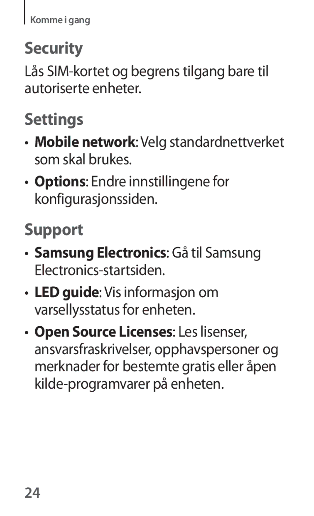 Samsung SM-V101FDWANEE manual Security, Settings, Support 