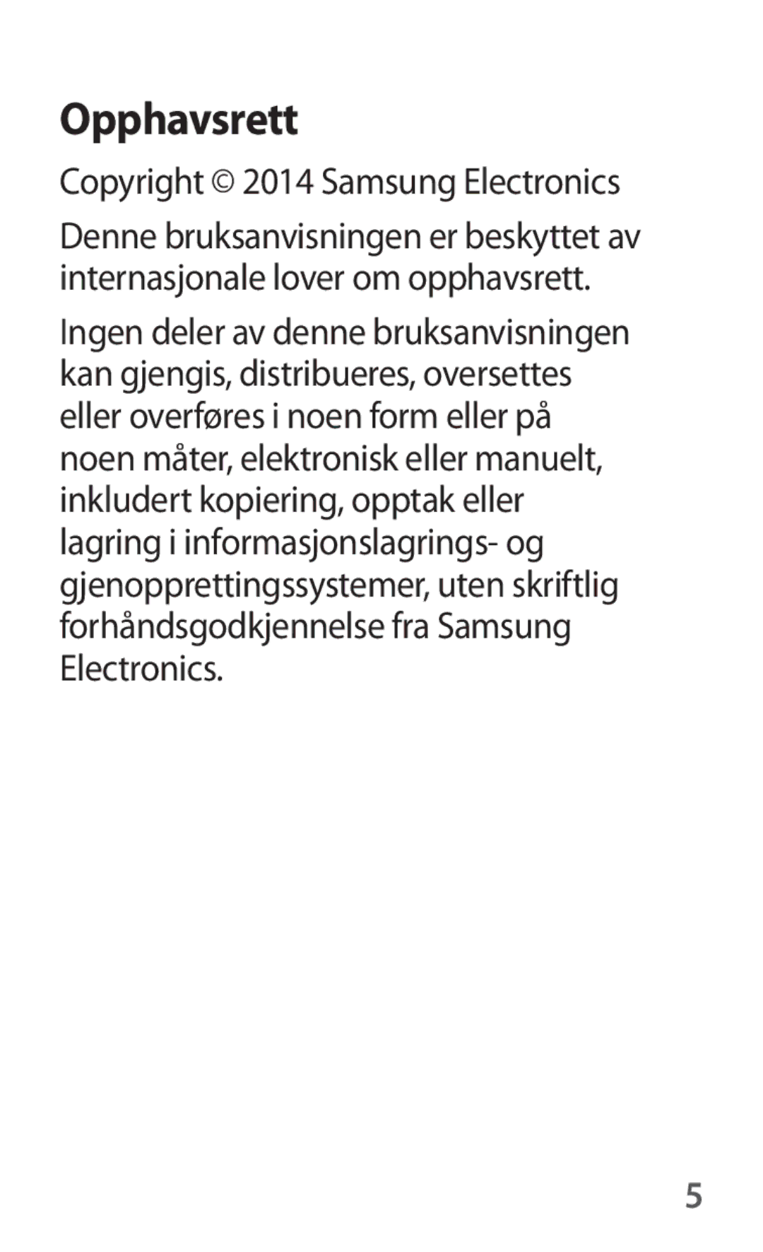 Samsung SM-V101FDWANEE manual Opphavsrett, Copyright 2014 Samsung Electronics 