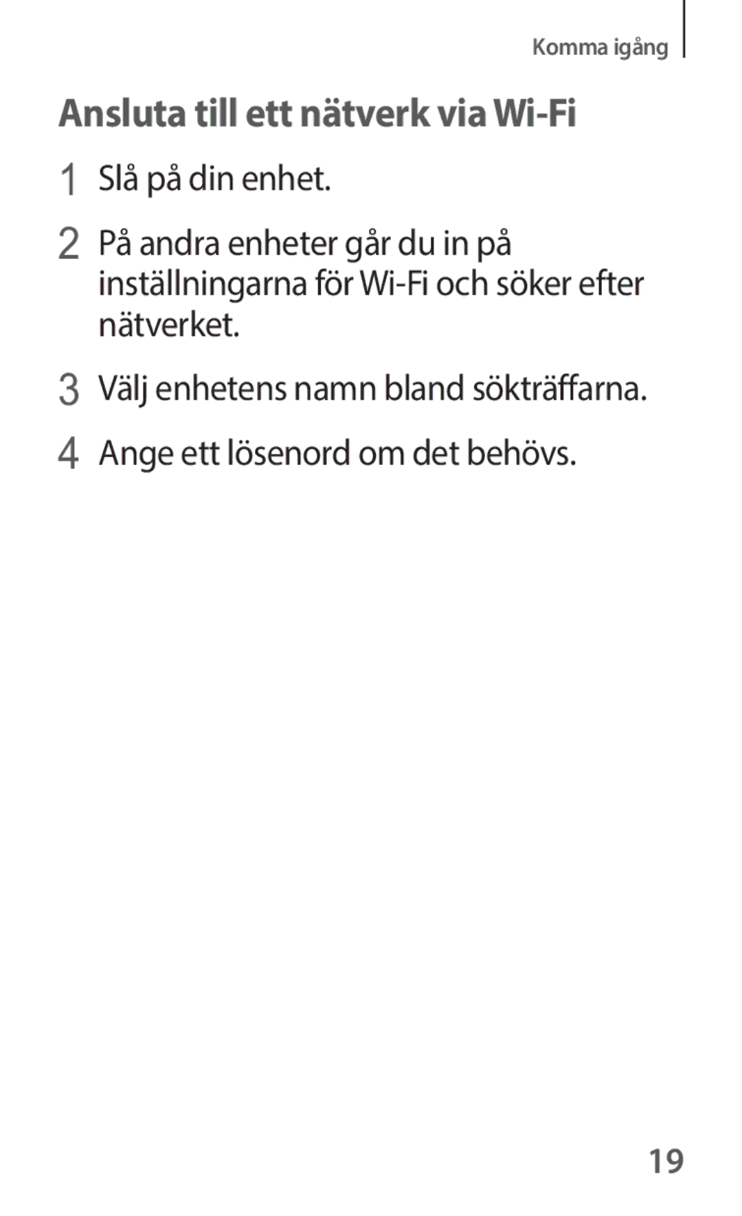 Samsung SM-V101FDWANEE manual Ansluta till ett nätverk via Wi-Fi 