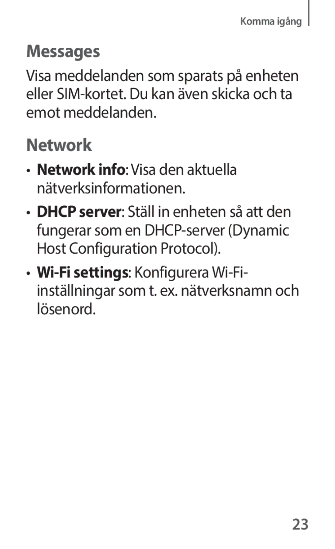 Samsung SM-V101FDWANEE manual Messages, Network 