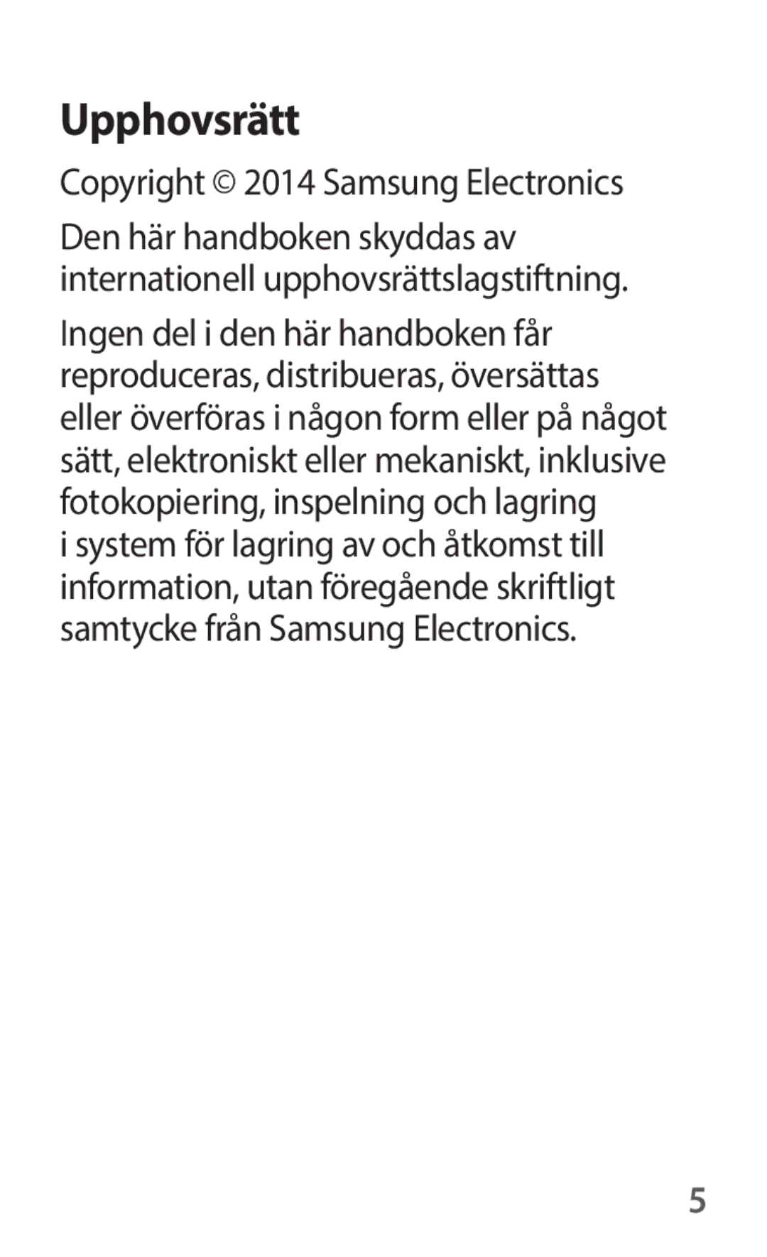 Samsung SM-V101FDWANEE manual Upphovsrätt, Copyright 2014 Samsung Electronics 