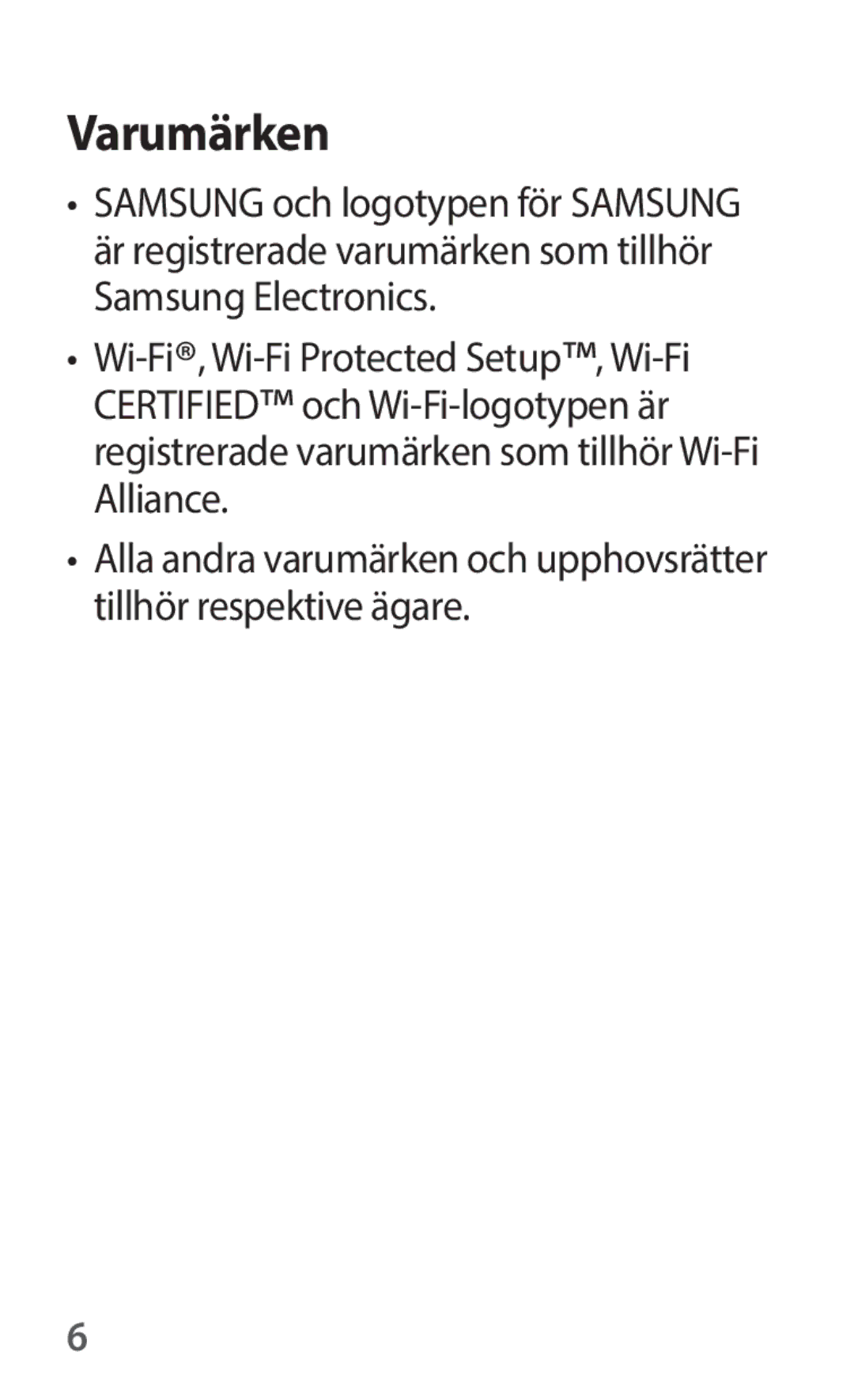 Samsung SM-V101FDWANEE manual Varumärken 