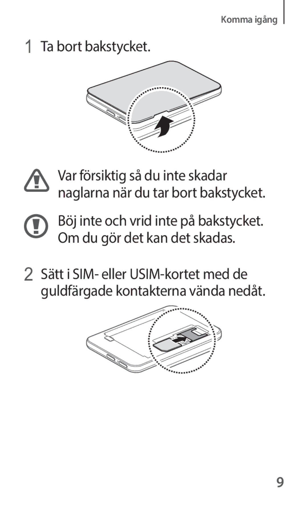 Samsung SM-V101FDWANEE manual Ta bort bakstycket 