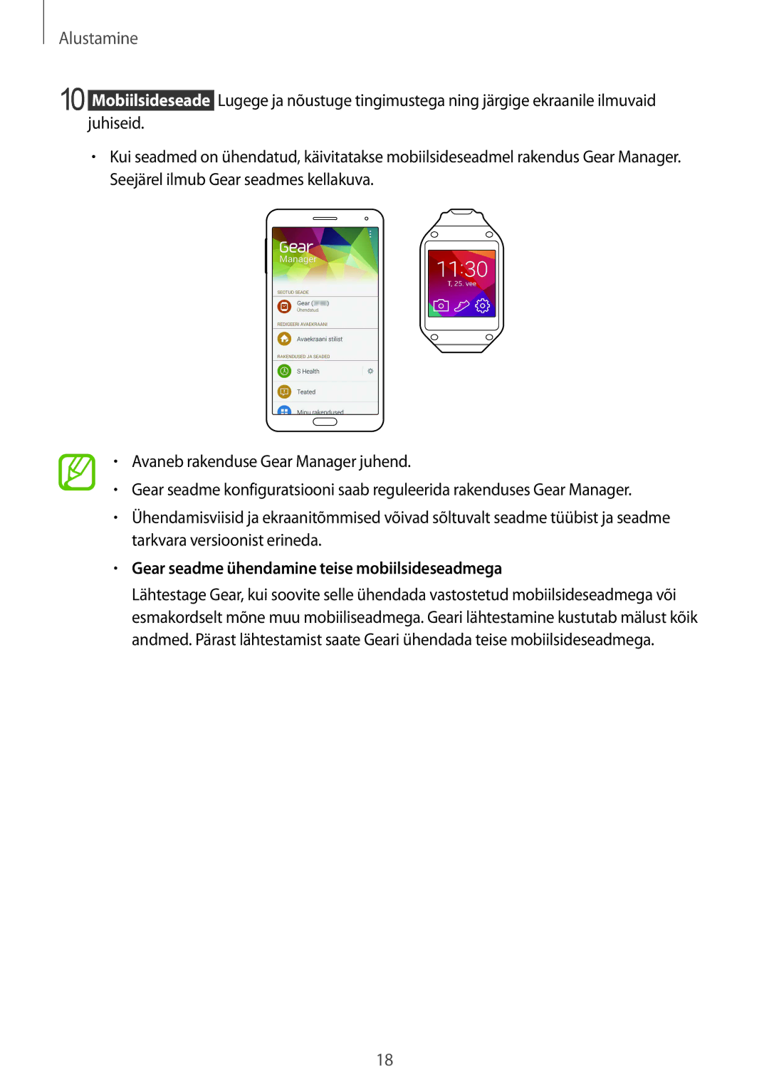 Samsung SM-V7000ZOASEB, SM-V7000WDASEB, SM-V7000ZWASEB, SM-V7000ZKASEB manual Gear seadme ühendamine teise mobiilsideseadmega 