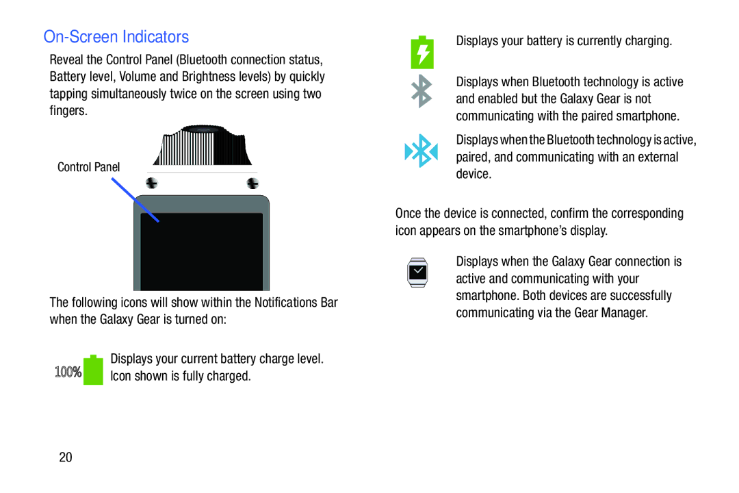 Samsung SM-V7000ZKAXAR user manual On-Screen Indicators 