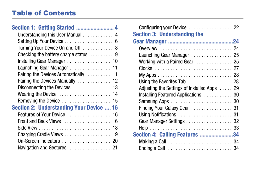 Samsung SM-V7000ZKAXAR user manual Table of Contents 