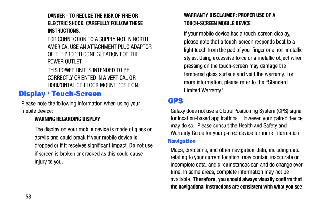 Samsung SM-V7000ZKAXAR user manual Display / Touch-Screen, Instructions 