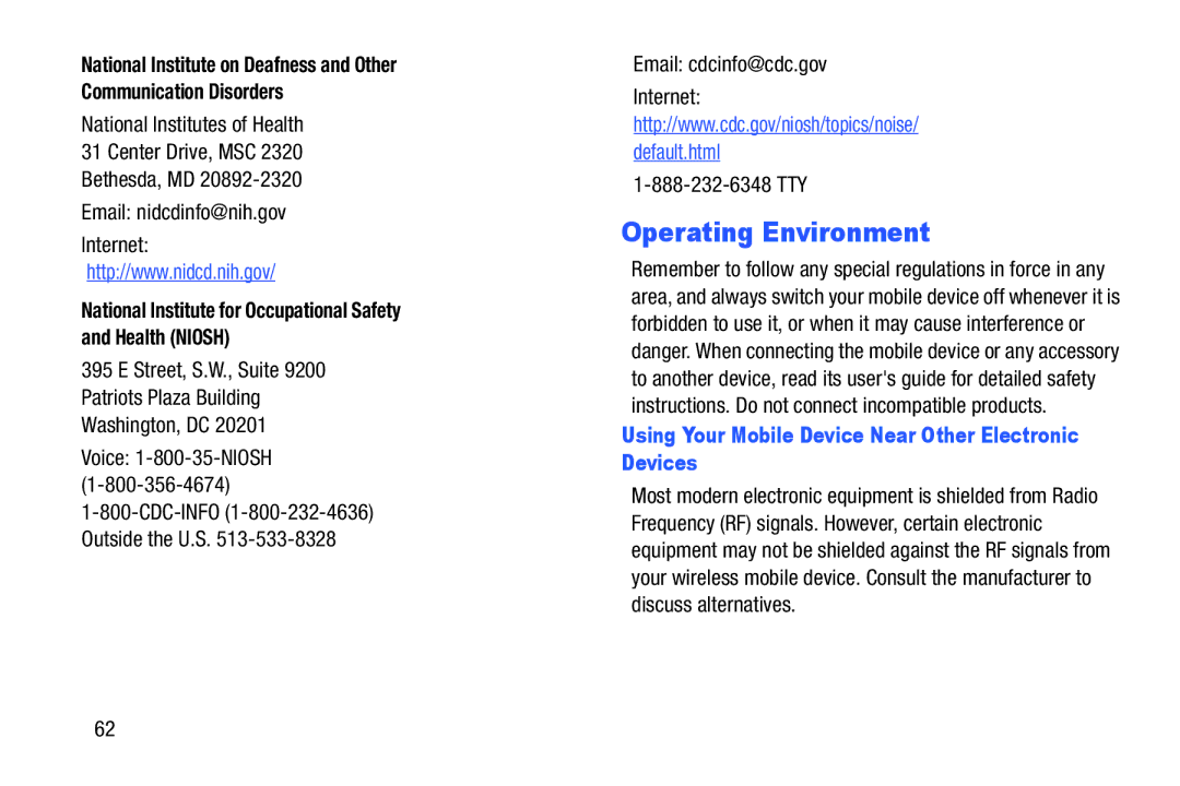 Samsung SM-V7000ZKAXAR user manual Operating Environment, Street, S.W., Suite Patriots Plaza Building Washington, DC 