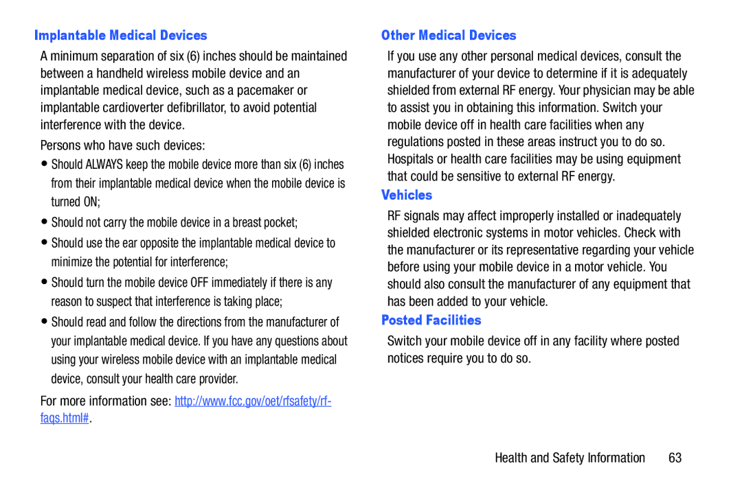 Samsung SM-V7000ZKAXAR user manual Implantable Medical Devices, Persons who have such devices 