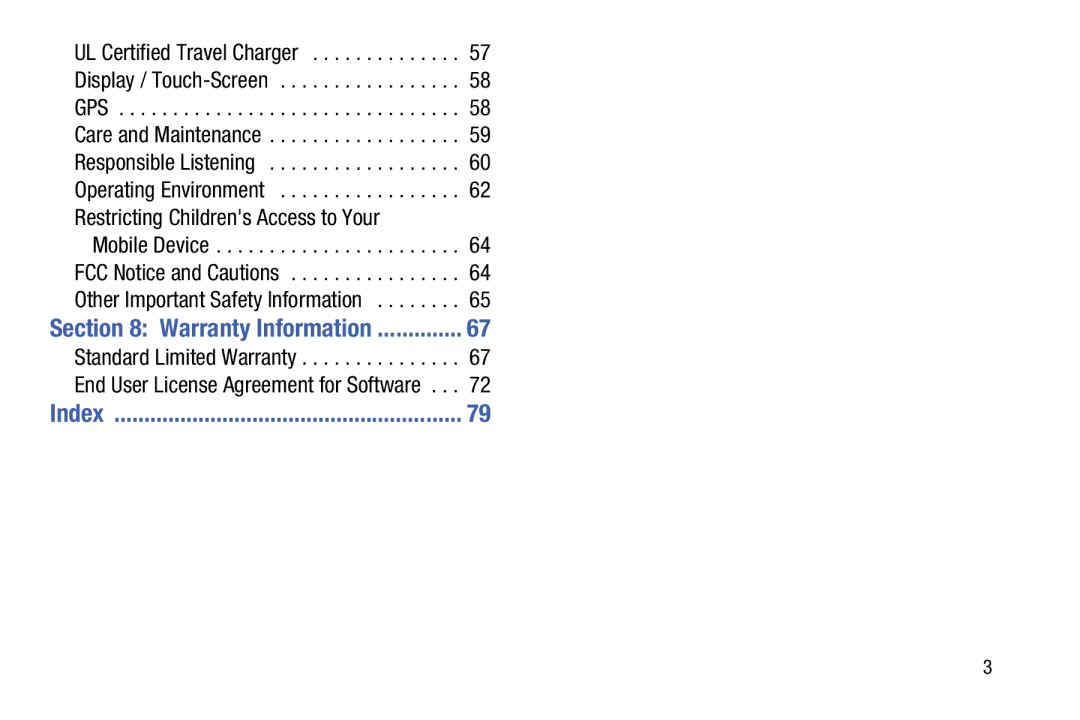 Samsung SM-V7000ZKAXAR user manual Index 