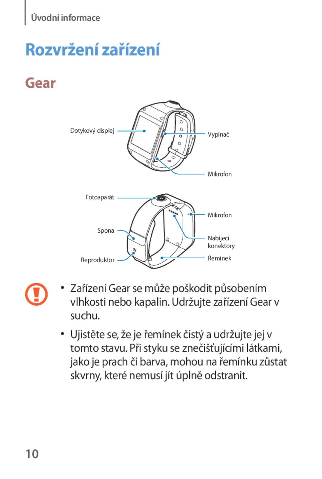 Samsung SM-V7000ZAAATO, SM-V7000ZKAXEO, SM-V7000ZKAEUR, SM-V7000ZKAATO, SM-V7000ZKAAUT manual Rozvržení zařízení, Gear 