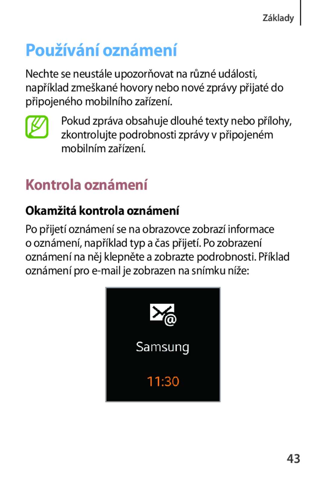 Samsung SM-V7000ZOAXSK, SM-V7000ZKAXEO, SM-V7000ZKAEUR Používání oznámení, Kontrola oznámení, Okamžitá kontrola oznámení 