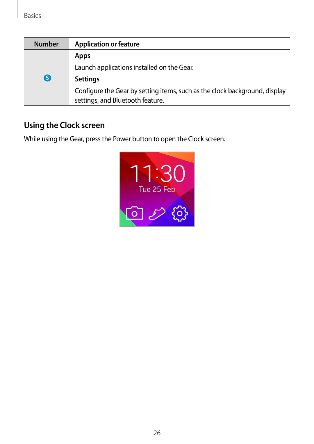 Samsung SM-V7000ZWAXEF, SM-V7000ZOATUR, SM-V7000ZAADBT manual Using the Clock screen, Settings, and Bluetooth feature 