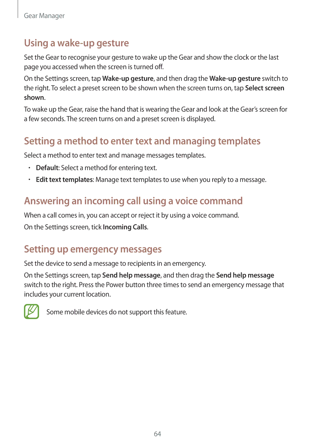 Samsung SM-V7000ZKAROM, SM-V7000ZOATUR manual Using a wake-up gesture, Setting a method to enter text and managing templates 