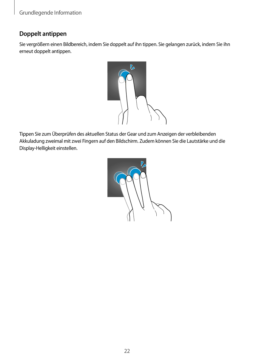 Samsung SM-V7000ZOAITV, SM-V7000ZOATUR, SM-V7000ZAADBT, SM-V7000ZWADBT, SM-V7000ZGADBT, SM-V7000ZKAXEO manual Doppelt antippen 