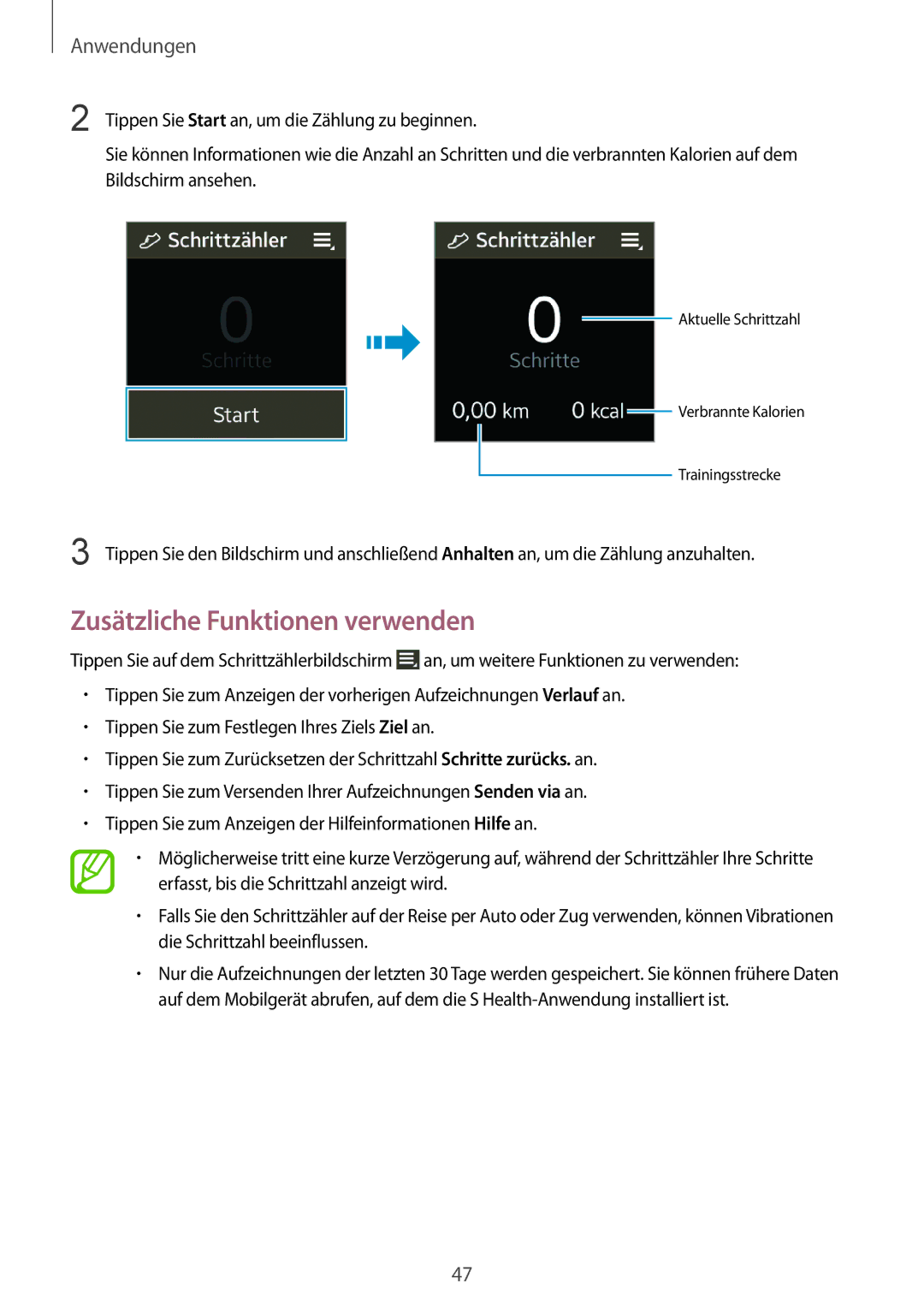 Samsung SM-V7000ZOAITV, SM-V7000ZOATUR, SM-V7000ZAADBT, SM-V7000ZWADBT, SM-V7000ZGADBT manual Zusätzliche Funktionen verwenden 