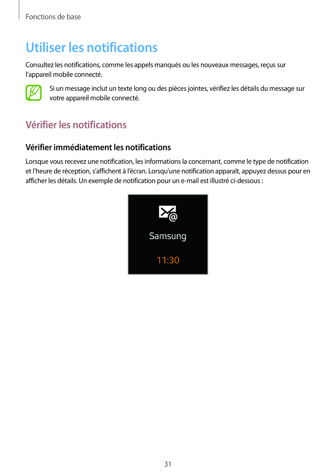 Samsung SM-V7000WDAXEF Utiliser les notifications, Vérifier les notifications, Vérifier immédiatement les notifications 