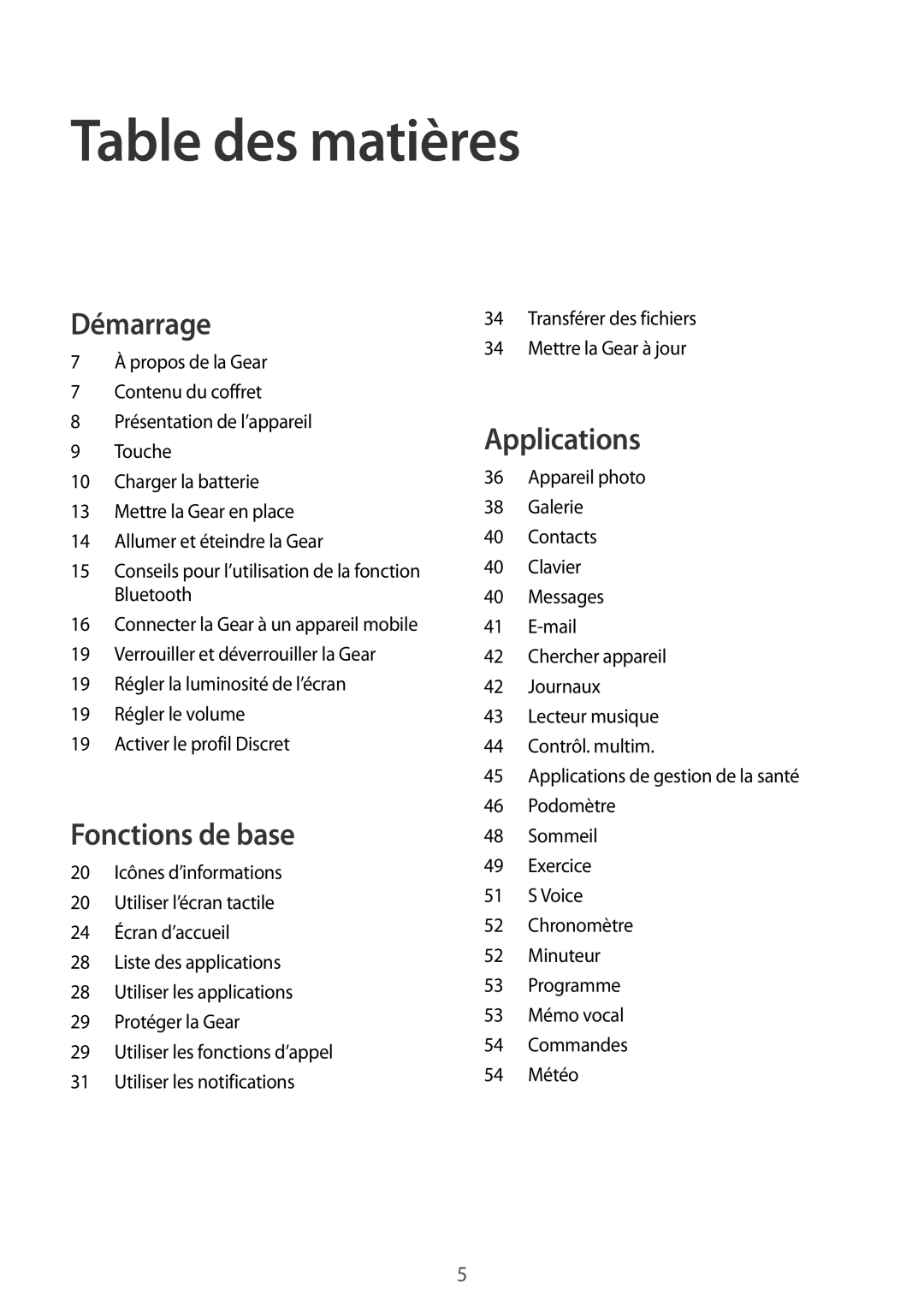 Samsung SM-V7000ZAAXEF, SM-V7000ZOAXEF, SM-V7000WDAXEF, SM-V7000ZGAXEF, SM-V7000ZWAXEF, SM-V7000ZKAXEF manual Table des matières 