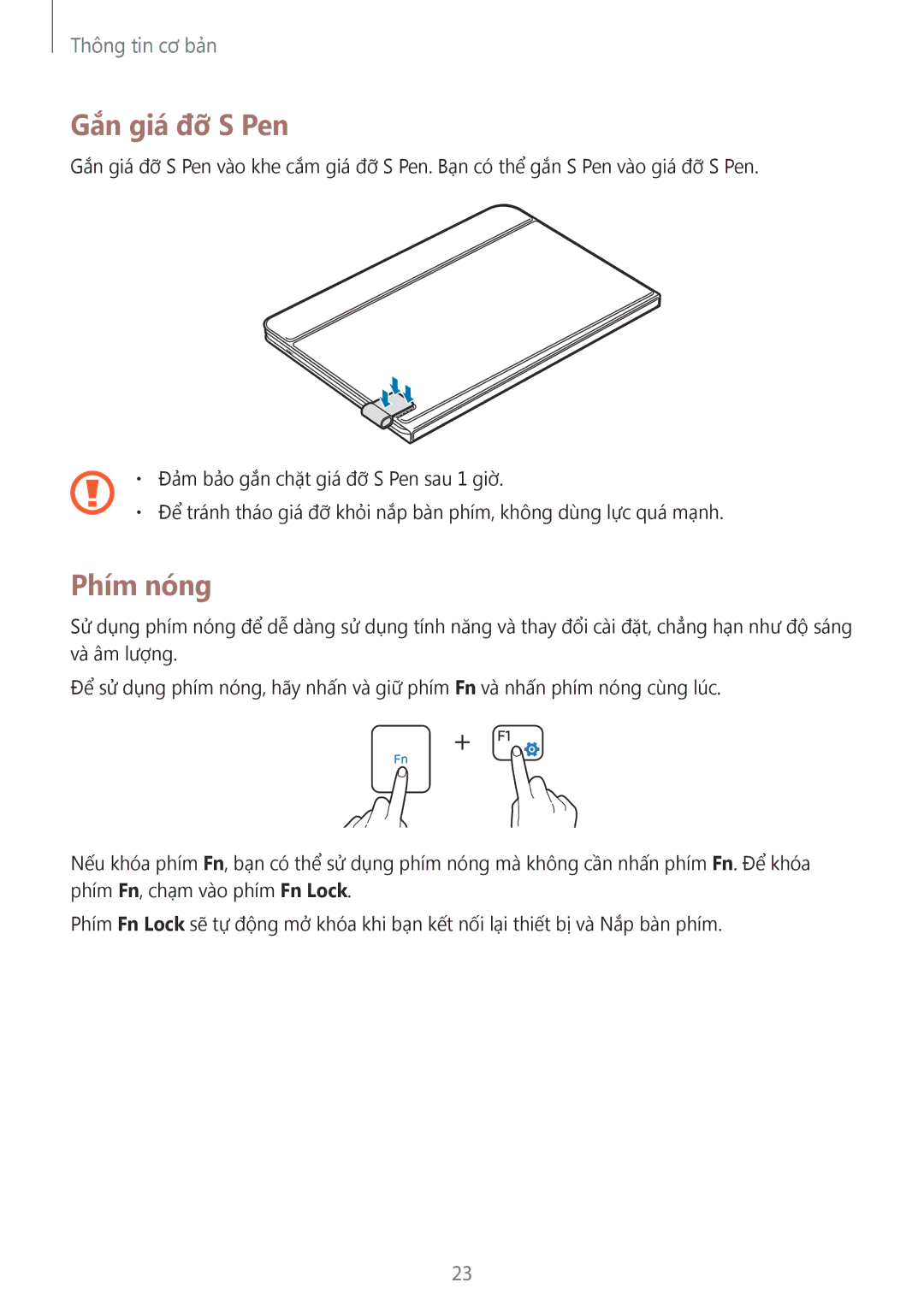 Samsung SM-W620NZKAXXV manual Gắn giá đỡ S Pen, Phím nóng 